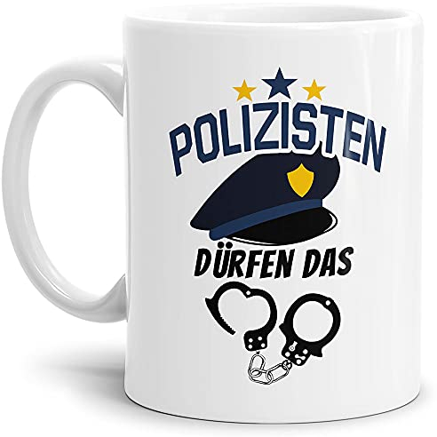 Berufe Tasse - Polizisten dürfen das - Lustige Polizei Tasse, Geschenk für Polizisten, Kollegen, Arbeit, Keramik Weiß, 300 ml