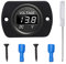 YIXISI DC 12V 24V Wasserdichtes Auto Voltmeter mit LED Digital Anzeige und Montageplatte, Rundes Spannungsmessgerät mit Klemmen, Mini LED Spannungsprüfer für Boot Fahrzeug Motorrad LKW ATV UTV, Weiß