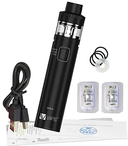 VAPTIO Solo 2 Kit Sigaretta Elettronica 3000mAh 50W Potenza Tutto in Uno Penna Vape,Serbatoio da 4,0 ml con Bobina a rete da 2 pezzi da 0,2 ohm,No Liquido No Nicotina(Nero)