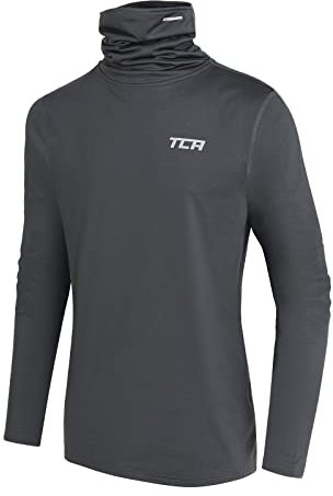 TCA Boys' Warm Up Long Sleeve Training Workout Funnel Neck Thermal Running Top with Thumbholes - Darkest Spruce,6-8 Years