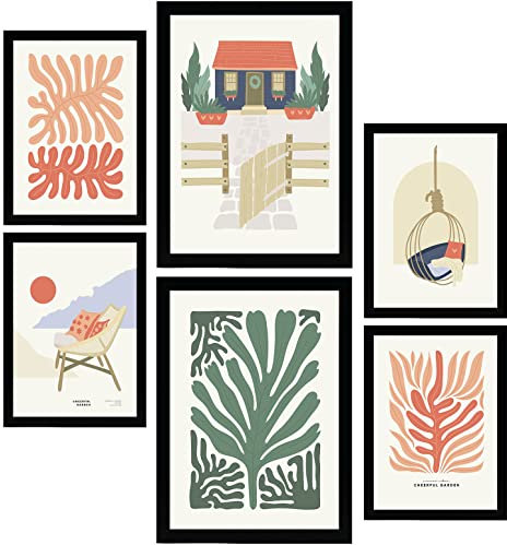 Nacnic Set mit 6 minimalistischen Postern in leuchtenden Farben. Strandhaus. Drucke von Landschaften und Natur für Innenarchitektur und Dekoration. A3 & A4 ohne Rahmen.