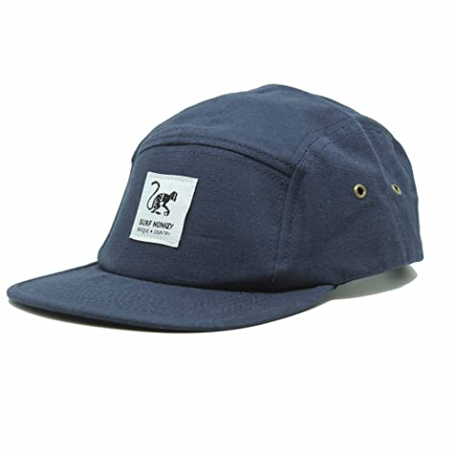 Verstellbare Strapback-Kappe – klassische Jockey Cap – Baseballkappe für Herren/Damen mit 5 Paneelen Surf Monkey®, blau, One size