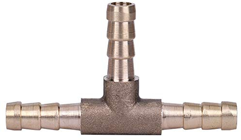 TKSE Conector de unión de manguera de 3 vías, pieza en T de latón Conector de unión de manguera de combustible de 3 vías para tubería de gas de aceite de aire comprimido(6mm)