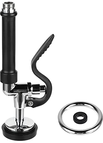KWODE Pre-Rinse Spray Valve Commercial Kitchen Sink Faucet Sprayer Head with Hand Grip Assembly 1.42GPM High Pressure Dish Sprayer Nozzle Kit for Restaurant Industrial Faucet, Chrome (Black)