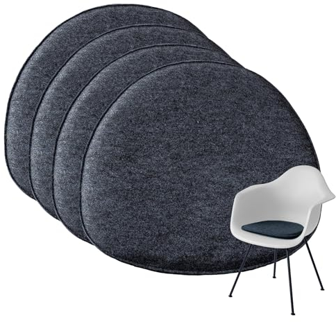 easy and green Sitzkissen Filz Rund mit Antirutsch-Beschichtung - Made in Germany - Stuhlkissen Rund aus upcycling rPET Filz - Sitzkissen Stuhl waschbar Extra Dick (4, Grau, Oval)
