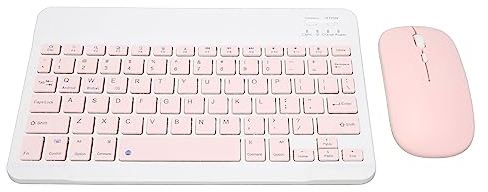 ciciglow Wireless Keyboard Mouse Set 10in Computer Keyboards Mouse Combo for Tablet Mobile Phone (Pink)