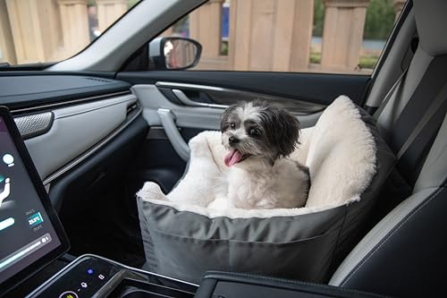 Best Pet Supplies Hunde-Sitzerhöhung für Auto, LKW und SUV, mit weichem Plüschkissen mit hohem Kissen und Wänden, Bequeme Bettwäsche mit sicheren Gurten, Grau