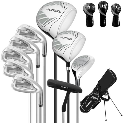 XDriveMax Set completo di mazze da golf da Uomo 10 Pezzi,Mano Destra, con borsa per supporto con cappuccio antipioggia, Driver 1#, Wood 3#, Ibrido 5#, con 3 Copri Testa,Ferri 6#,7#,8#,9#,PW# e Putter