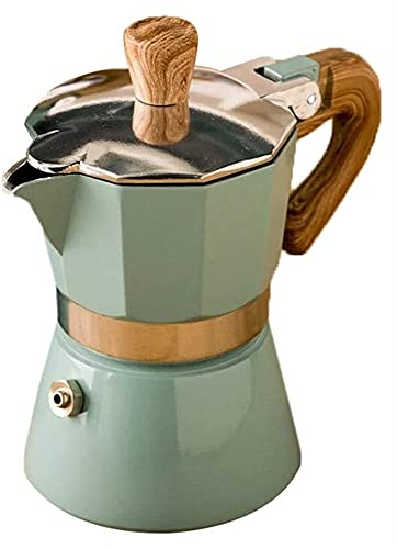 HWSY Espresso Maker Espresso Maker Aluminum Italian Moka Espresso Coffee Machine Percolator Stove (Color : Green, Size : 300Ml) (Green 150ml) Interesting