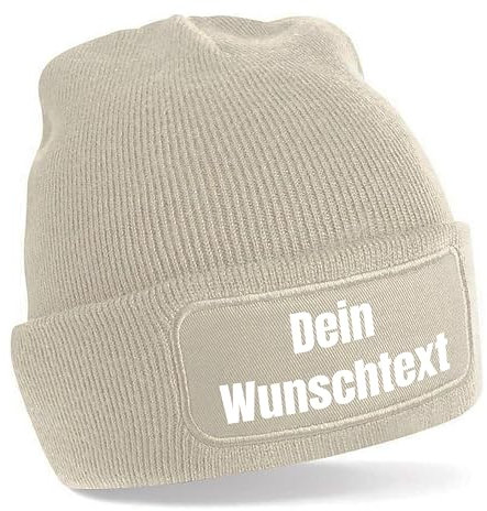 Herzbotschaft personalisierte Beanie Strickmütze mit Wunschtext | Creme | Unisex SoftTouch angenehm weiche und warme Wintermütze | OneSize Einheitsgröße für Erwachsene