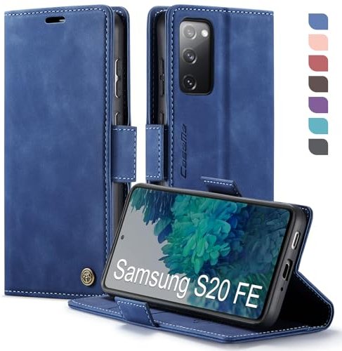 XYGLOW Handyhülle für Samsung Galaxy S20 FE Hülle Klappbar Premium PU Lederhülle Klapphülle【RFID Schutz】 Kartenfach Standfunktion Schutzhülle für Samsung S20 FE 4G/5G Flip Case Wallet Tasche, Blau