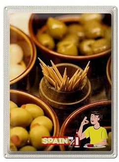 Cartel de chapa 40 x 30 cm España España España Comida Diseño: Restaurante Oliven Platos - DekoNo7