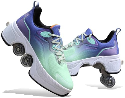 LDRFSE Schuhe mit Rollen für Männer - Kinder Skateboard Schuhe - Bequem Und Atmungsaktiv - Quad Skates - Verstellbare Rollschuhe - Verstecktes Rad für Laufsportschuhe - Zum Spielen für Männer
