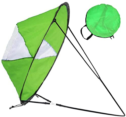 Yeory Kajak Windsegel, Kajak Segel Faltbare PVC, Kanusabwärtssegel, klares Fenster Abdeckung, tragbares Kajakzubehör grün