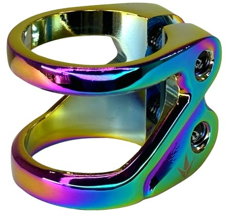 Scooters Blunt Stunt-Scooter Cut Out Double Clamp 31,9/34,9 Tret Roller Ersatz Lenker Klemme + Fantic26 Sticker (Z 2 bolt Forged Light Rainbow Neochrome)