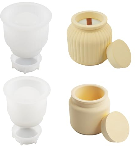 WYAHYQ 2Pezzi Stampi per Resina Epossidica Stampi per Candele Silicone Barattoli per Candela Stampo per vasi in gesso