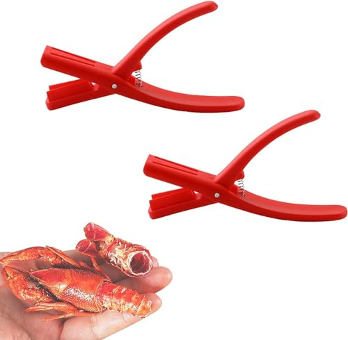 Hikaka Pelador de langostinos, pelador universal de cangrejos de río, pelador de mariscos, utensilio de cocina ligero y portátil (Rojo)