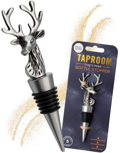 Matt Pewter Stag's Head Wine Bottle Stopper - Silicone Layered Seal. Classy Modern Design, Silver In Colour, Great For Beginners & Professionals, 12cm x 4.1cm x 2.1cm