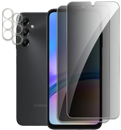 [4 Pièces] 2pcs Film de Protection Écran et 2pcs Caméra Arrière Protecteur pour Samsung Galaxy A05s, Verre Trempé Anti Espion, Confidentialité Protection, Dureté 9H Vitre