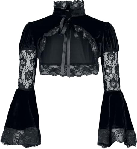 Gothicana by EMP Damen schwarzer Bolero mit Spitzenbesatz und puffigen Oberärmeln