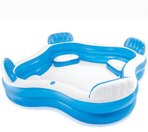 Piscina infantil hinchable para adultos y niños con asientos Tumbona grande y divertida (229 x 229 x 66 cm)