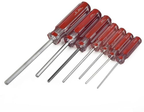Zilimontt 7 Piece Hexagon Screwdriver Set Professional Magnetic Repair Hand Tools with Flat Head Hex 1.5mm-6mm Steel Handle for Electronics Furniture Models