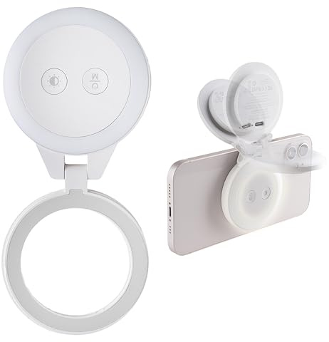 PGYTECH MagGlow Magnetisches Handy-Fülllicht/MagSafe-Selfie-Licht Nebelgrau | Tragbares Magnet-LED-Ringlicht mit Kalt-, Weich- und Warmlicht für Selfies, Fotografie, Videos und Livestreams