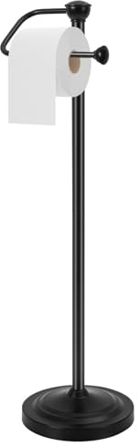Porte Papier Toilette, Support Papier Toilette avec Base Lestée et Stable | Grande Capacité Porte Papier Toilette sur Pied Noir avec Réserve, Porte Rouleau Papier Toilette Montage sans Outils, Porte pq