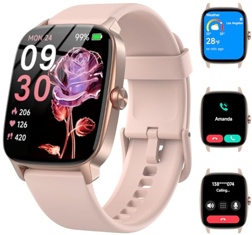 Reloj Inteligente Mujer Hombre con Llamadas Bluetooth y Voz AI, 1.85'' Smartwatch con Whatsapp Notificación, Pulsómetro/SpO2/Sueño/Podómetro, 110+ Modos Deportivos, Impermeable IP68 para iOS/Android
