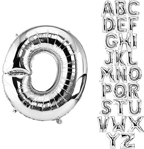 DekoRex Folienballon Silber 40cm Luftballon Geburtstag Hochzeit Deko (Buchstabe O)