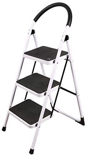 REDCAMP Folding 3 Step Ladder with Handrails,Heavy Duty Wide Kitchen Steps Stool for with Anti-Slip Feet & Sturdy Frame,Ideal for Adults Elderly Home Office,Holds 330 lbs