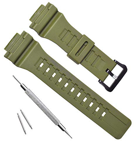 OliBoPo Wasserdichtes Ersatzarmband aus Naturharz für Casio SGW-300H AE-1200 W-800H AQ- S800W AQ-S810W, Grün (Army Green), Armee