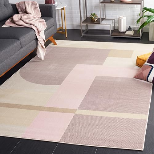 Safavieh Tapis géométrique pour Salon, Salle à Manger, Chambre à Coucher - Orwell Collection, Tapis à Poil Court, Rose et Violet, 200 x 300 cm