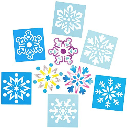 Baker Ross AX404 Schneeflocken-Schablonen, 8 Stück, Schneeflocke, Weihnachtsdekorationen, Schablonen zum Basteln, Wiederverwendbar, Schablonen für Kinder