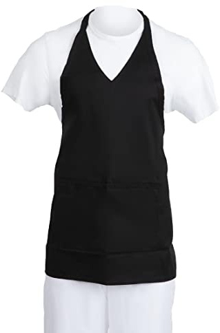 Whites Chefs Clothing B128 Latzschürze mit V-Ausschnitt, Schwarz