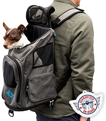 Sherpa 2-in-1-Rucksack für Haustiere, von Fluggesellschaften zugelassen, maschinenwaschbar, Netzfenster, Sicherheitsschlösser, Federrahmen, Grau, Größe M