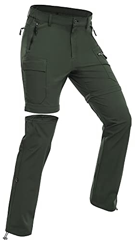 Wespornow Damen-Zip-Off-Wanderhose-Trekkinghose Atmungsaktiv Schnell Trockend Outdoorhose Abnehmbar Funktionshose Stretch Sommer Hosen (Grün, XL)