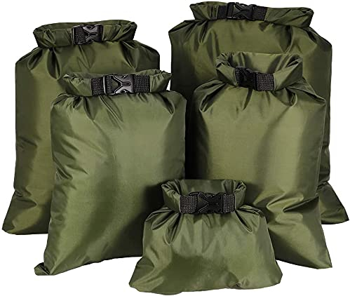 KAHEIGN 5Pcs wasserdichte Packsack 1.5L /2.5L /3.5L /4.5L /6L Tragbar Trockensack Trockentaschen wasserdichte Dry Bags Ultra Leicht für Kajakfahren Bootfahren Wassensport (Grün)