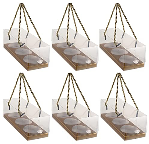 DOITOOL Paper Bakery Boxes : 10PCS Golden Pastry Container with Transparent Pet Window, Portable Bakery Packaging Boxes for Egg-Yolk Puff, Cookies, Mousse, And Desserts -22. 5x8x8cm