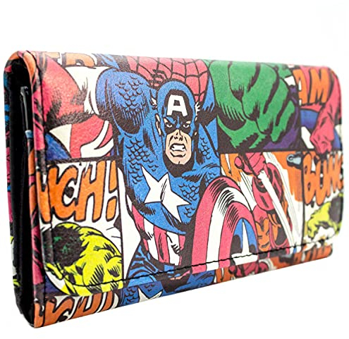 Captain America Marvel Retro-Abgenutztes Comic Portemonnaie/Geldbörse Tri-Fold mit Münzfach & Kartenhalter, Rot