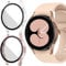 Jvchengxi [2 Piezas Mate Funda para Samsung Galaxy Watch 4 / FE 40mm Protector de Pantalla, PC Duro Carcasa Protectora Antiarañazos Vidrio Templado Estuche Galaxy Watch FE / 4 40mm (Claro/Oro Rosa)