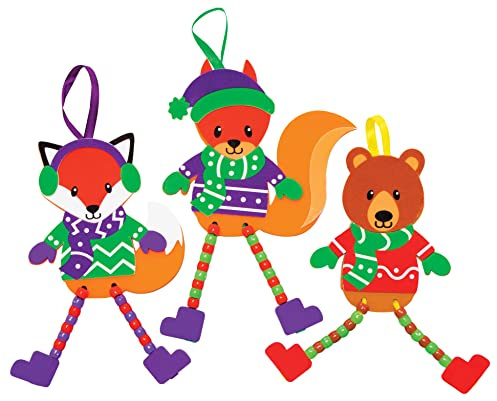 Baker Ross FC295 Waldtier Bastelperlen Set - 5er Pack, Weihnachts Dekoration, Kreativsets für Kinder zum Basteln und Dekorieren