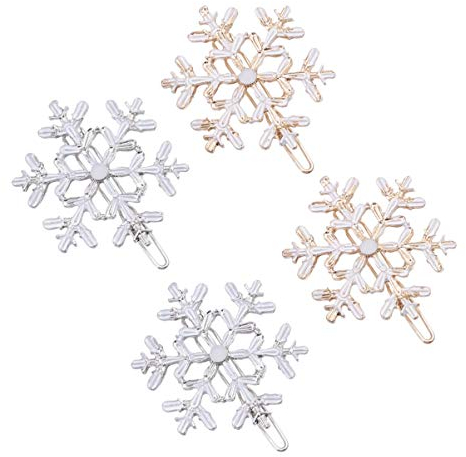Uonlytech 4 Stücke Weihnachten Schneeflocke Haarclips Kristall Haarnutschen Bobby Pins Schneeflocke Haar Barrettes Weihnachtslegierung Haarschmuck Für Frauen ädchen