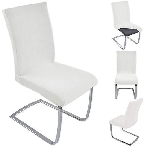Nurtextil24 Stuhlhussen 6 er Pack Schwingstühle Stretch Stuhlbezug Dehnbar Stuhlüberzug Spannbezug elastisch Husse Überzug Weiß