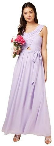 Little Mistress Women's Lilac Crossover Bardot Maxi Dress, Purple, 12 UK