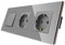 CNBINGO Solecke Doble con interruptor de luz, con placa de vidrio, moderno interruptor de pared Gris de vidrio cristalino, con material fluorescente, interruptor de 1 bandas de 1 vía, 10A 250V