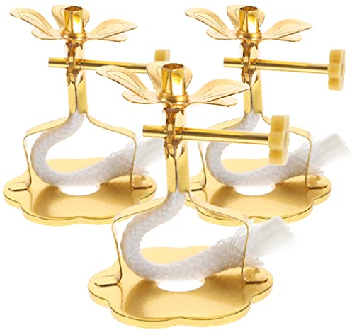 Beavorty 3 Stücke Öllampe Dochthalter Ghee Lampe Butterlampe Dochthalter Schwimmende Dochte Lampenhalter Docht Sockel Öllampe Brenner für Tempel Buddhistische Altar Zubehör Öllampe Ersatzteile