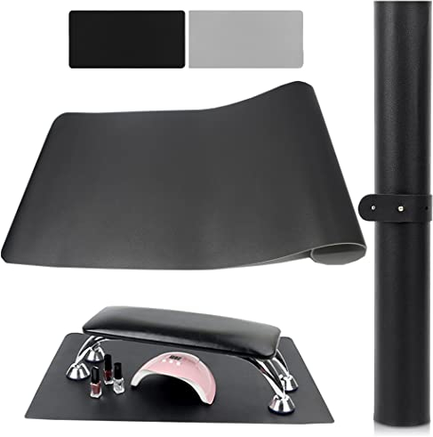 (MAT ONLY) White Nail Arm Rest Mat, AMOYUN Double-sided Nail Art Table Pad for Manicure Pillow Nail Cushion Soft Microfiber Leather Nail Mat Nail Desk Pad Nail Technician Accessories for Nail Salon