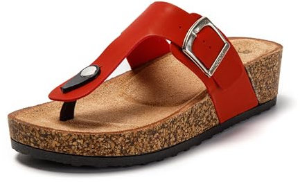 JOMIX Sandales Femme Mules Femmes Chaussons d'été Tongs Femme Claquette Femme Réglable d'été Confortables pour Maison Piscine Plage (Rouge, 38)