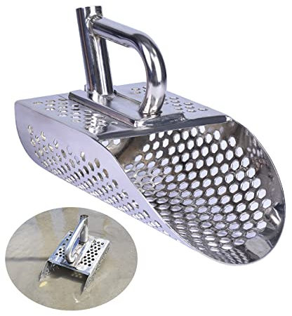 Plutohiker Cuchara de arena para detección de metales, pala de acero inoxidable para detección de metales para adultos, para la búsqueda del tesoro, para playa, buceo, a prueba de óxido, de mano con